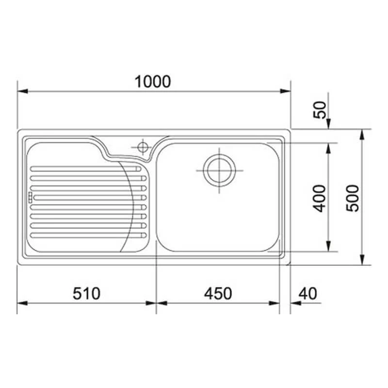Franke Galassia 1 Bowl Inset Kitchen Sink With Left Hand Drainer GAX 611-100 - Stainless Steel - 101.0305.130 - Image 3