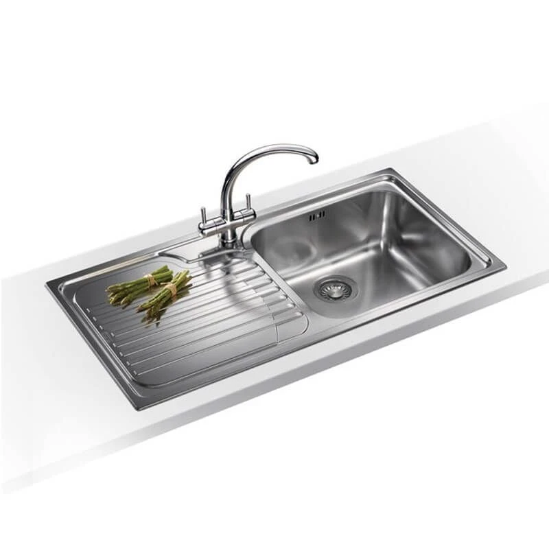 Franke Galassia 1 Bowl Inset Kitchen Sink With Left Hand Drainer GAX 611-100 - Stainless Steel - 101.0305.130 - Image 2