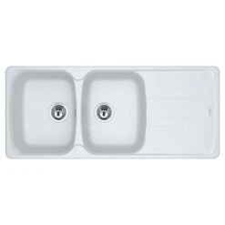 Franke Antea Fragranite 2 Bowl Inset Kitchen Sink Reversible AZG 621-116 - Polar White - 114.0532.317