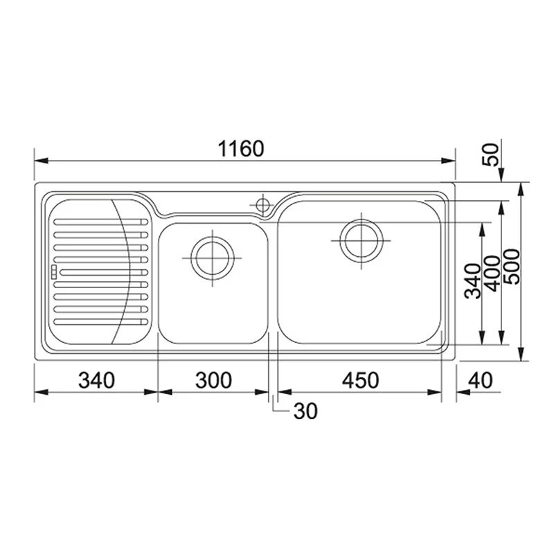 Franke Galassia 2 Bowl Inset Kitchen Sink With Left Hand Drainer GAX 621-116 - Stainless Steel - 101.0381.849 - Image 2