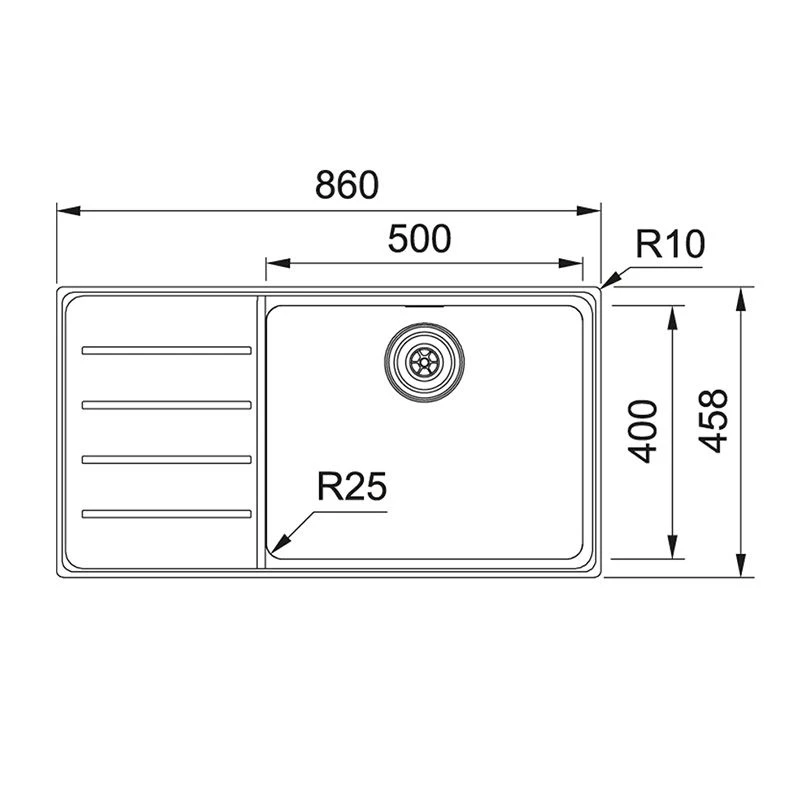 Franke Mythos Plus 1 Bowl Inset Kitchen Sink With Left Hand Drainer MYX 211-86 - Stainless Steel - 127.0640.512 - Image 5