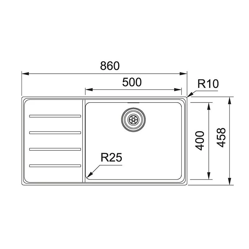 Franke Mythos Plus 1 Bowl Inset Kitchen Sink With Right Hand Drainer MYX 211-86 - Right Hand Drainer - 127.0640.513 - Image 5