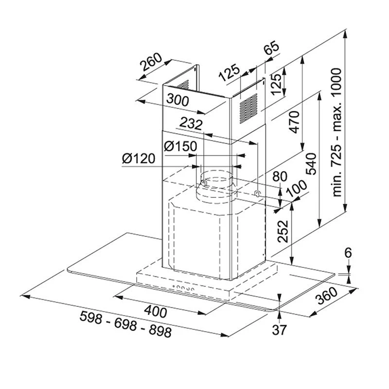 Franke T-Glass Linear 90cm Chimney Cooker Hood - Stainless Steel - FGL 925 XS NP - 325.0590.996 - Image 2