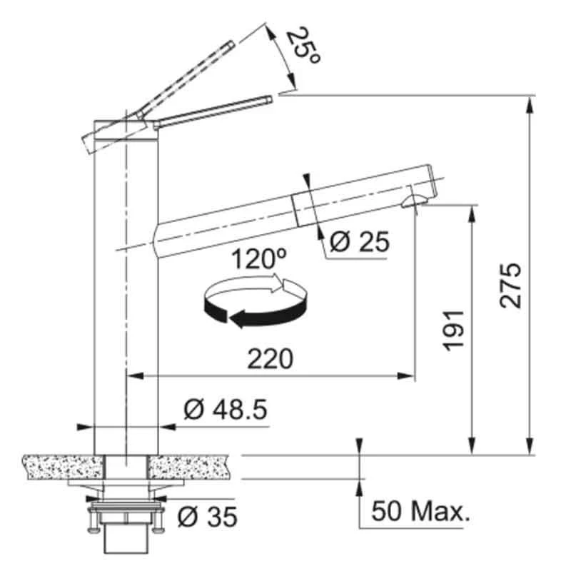 Franke Tango Neo Top Lever Pull-Out Nozzle Tap - Stainless Steel - 115.0596.388 - Image 3