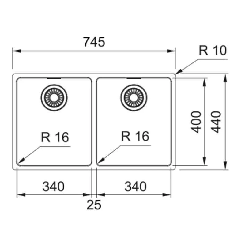 Franke Maris 2 Bowl Undermount Kitchen Sink MRX 120 34-34 - Stainless Steel - 122.0531.853 - Image 3