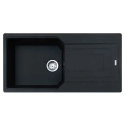 Franke Urban 1 Bowl Inset Fragranite Kitchen Sink Reversible UBG 611-100 - Matt Black & Colourline Waste - 114.0689.384