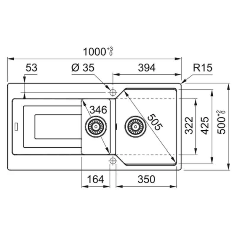 Franke Urban 1.5 Bowl Inset Fragranite Kitchen Sink Reversible UBG 651 - Stone Grey - 114.0689.391 - Image 2