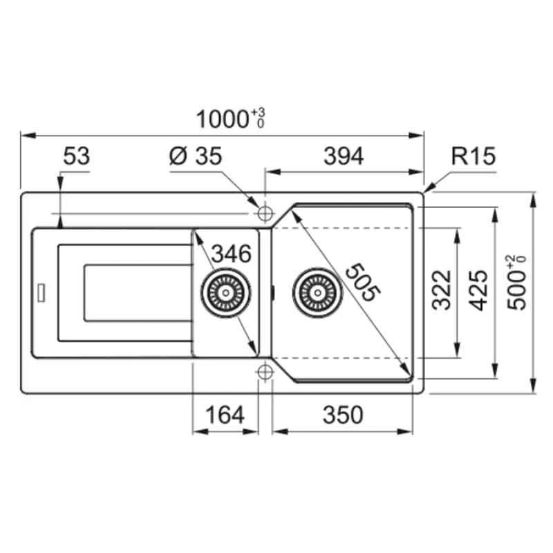 Franke Urban 1.5 Bowl Inset Fragranite Kitchen Sink Reversible UBG 651 - Oyster - 114.0689.394 - Image 2