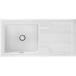 Franke Galassia 1 Bowl Ceramic Inset Kitchen Sink With Reversible Drainer GAK 611-101 - White - 124.0305.163