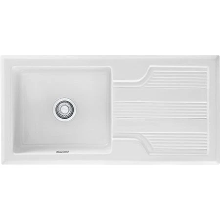 Franke Galassia 1 Bowl Ceramic Inset Kitchen Sink With Reversible Drainer GAK 611-101 - White - 124.0305.163