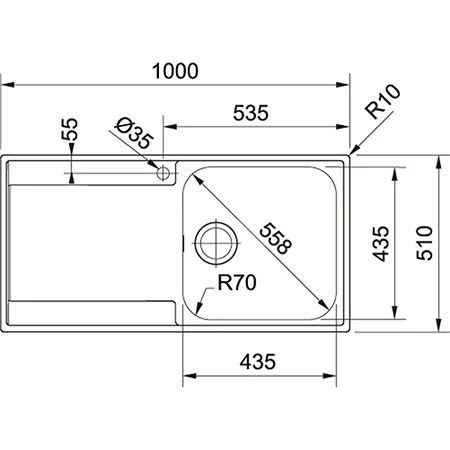 Franke Maris 1 Bowl Inset Kitchen Sink R/H Drainer MRX 211 - Stainless Steel - 127.0305.145